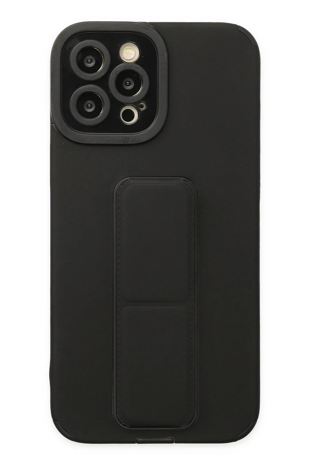 Mey İthalat® iPhone 12 Pro Max Kılıf Mega Standlı Silikon - Siyah