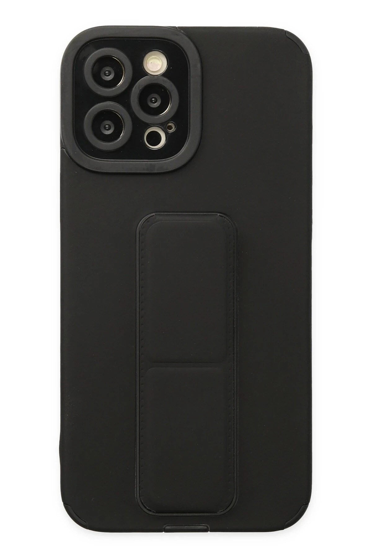 Mey İthalat® iPhone 12 Pro Max Kılıf Mega Standlı Silikon - Siyah