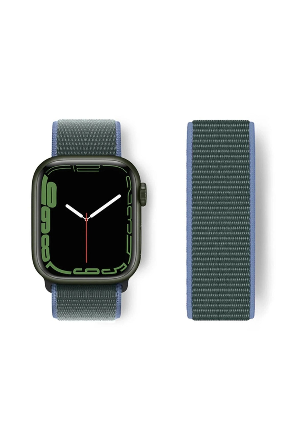 Mey İthalat® Watch 38mm Hasırlı Cırtcırtlı Kordon - Mavi-Yeşil