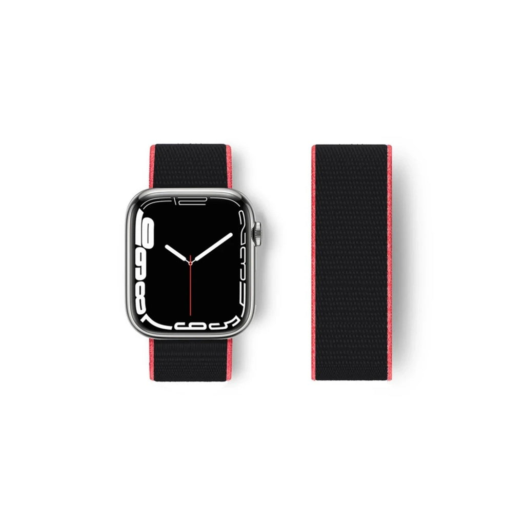 Mey İthalat® Watch 38mm Hasırlı Cırtcırtlı Kordon - Pembe-Siyah