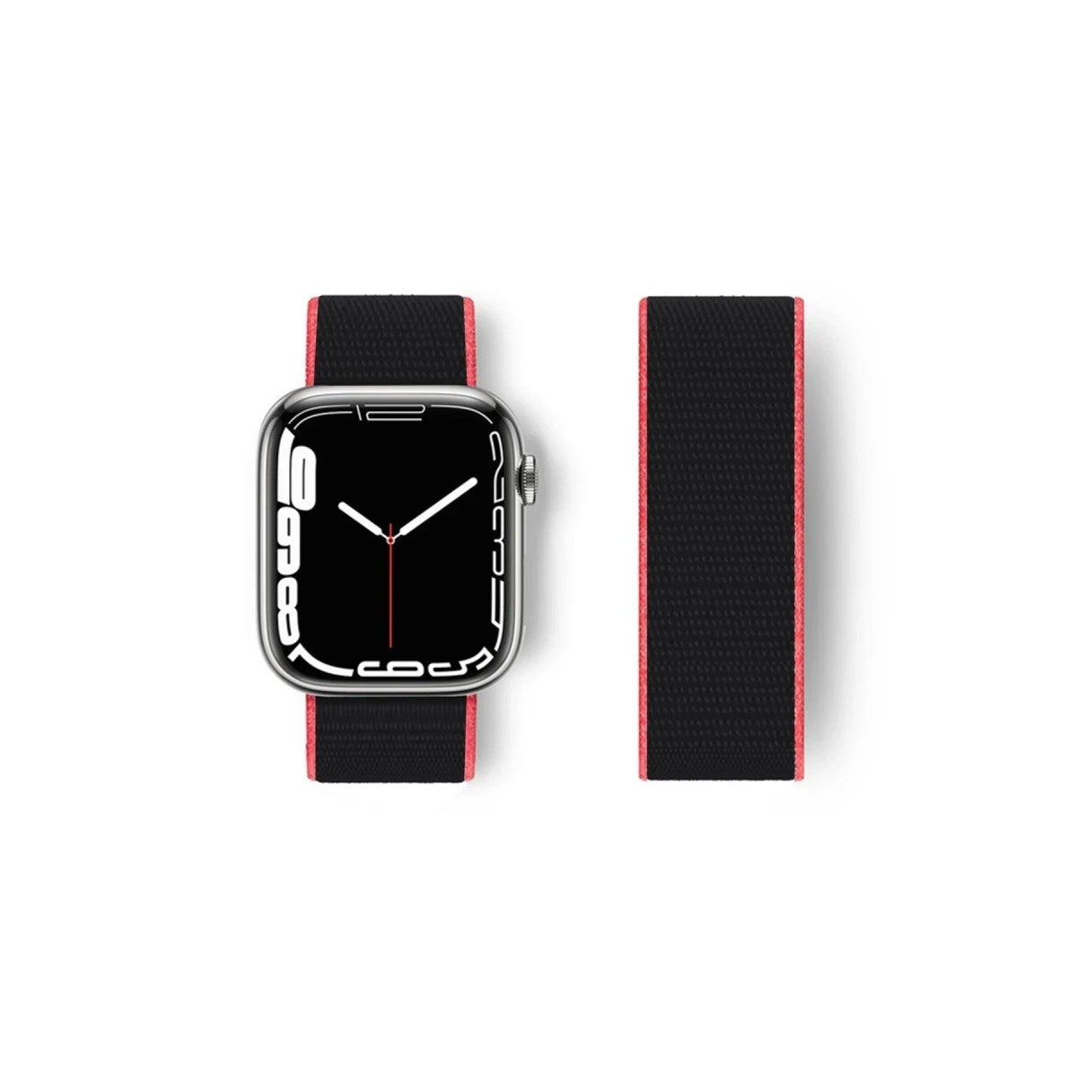 Mey İthalat® Watch 38mm Hasırlı Cırtcırtlı Kordon - Pembe-Siyah