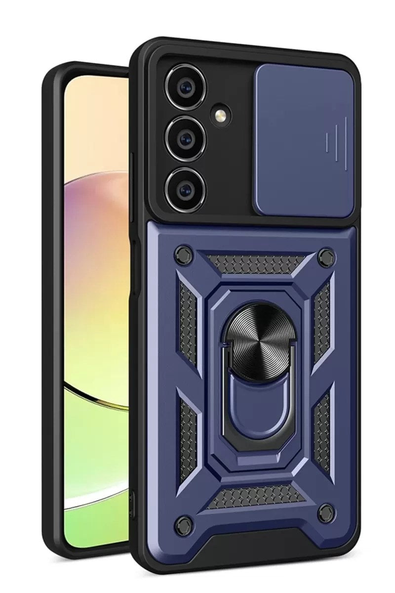 Mey İthalat® Samsung Galaxy A35 5G Kılıf Pars Lens Yüzüklü Silikon - Lacivert