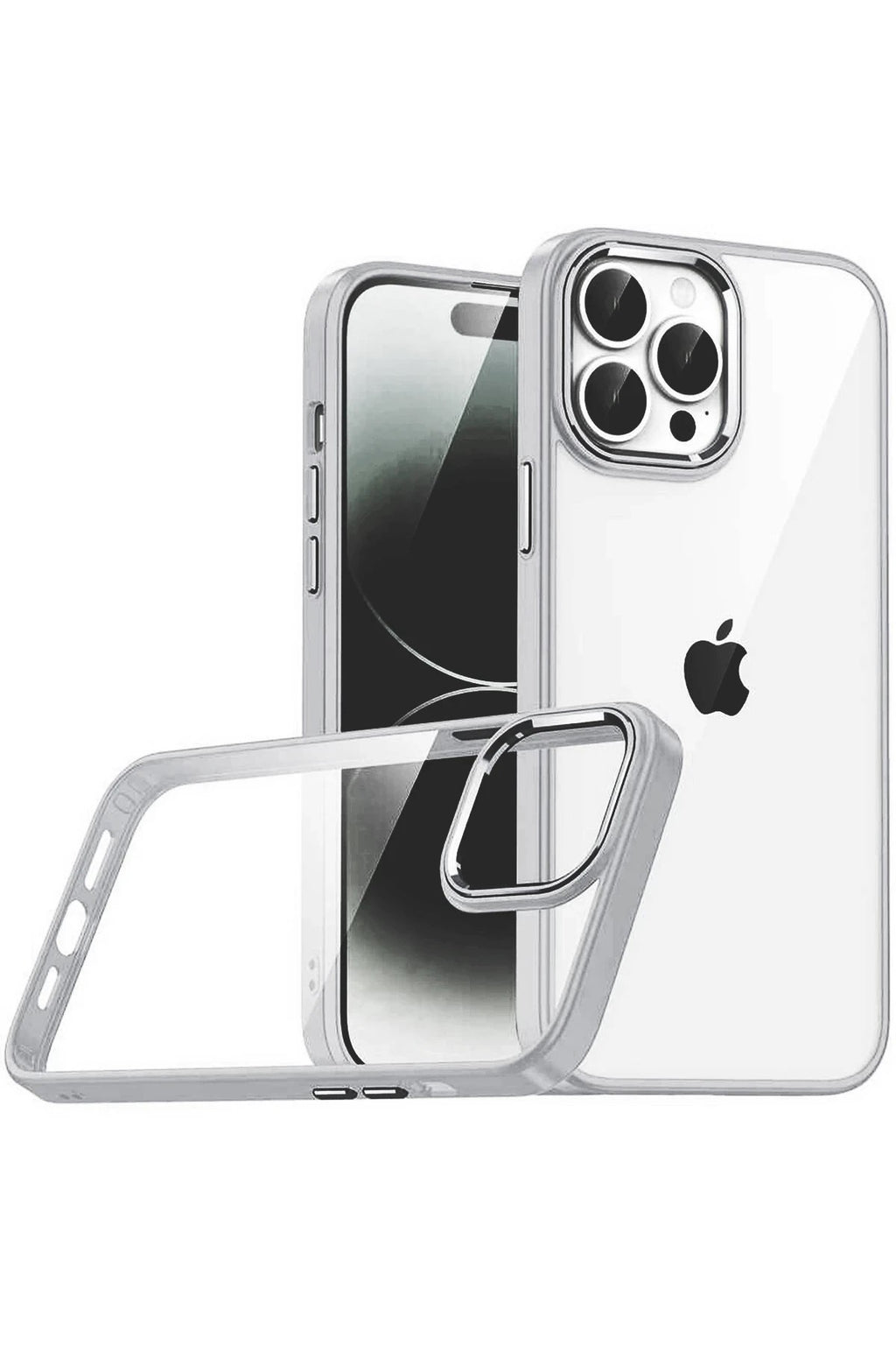 Mey İthalat® iPhone 15 Pro Max Lensli Silikon - Gümüş