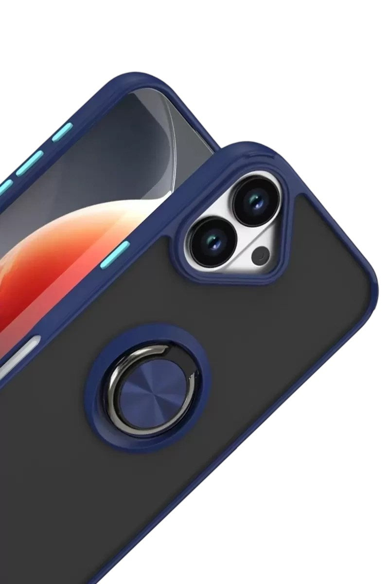Mey İthalat® iPhone 17 Montreal Yüzüklü Silikon Kapak - Lacivert