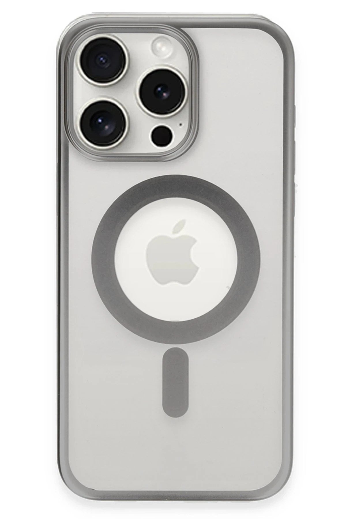 Mey İthalat® iPhone 15 Pro Kılıf Erozi Magsafe Kapak - Gümüş