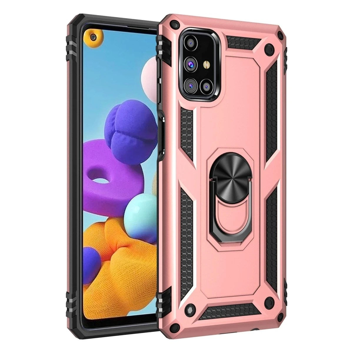 Mey İthalat® Samsung Galaxy M31S Kılıf Sofya Yüzüklü Silikon Kapak - Rose