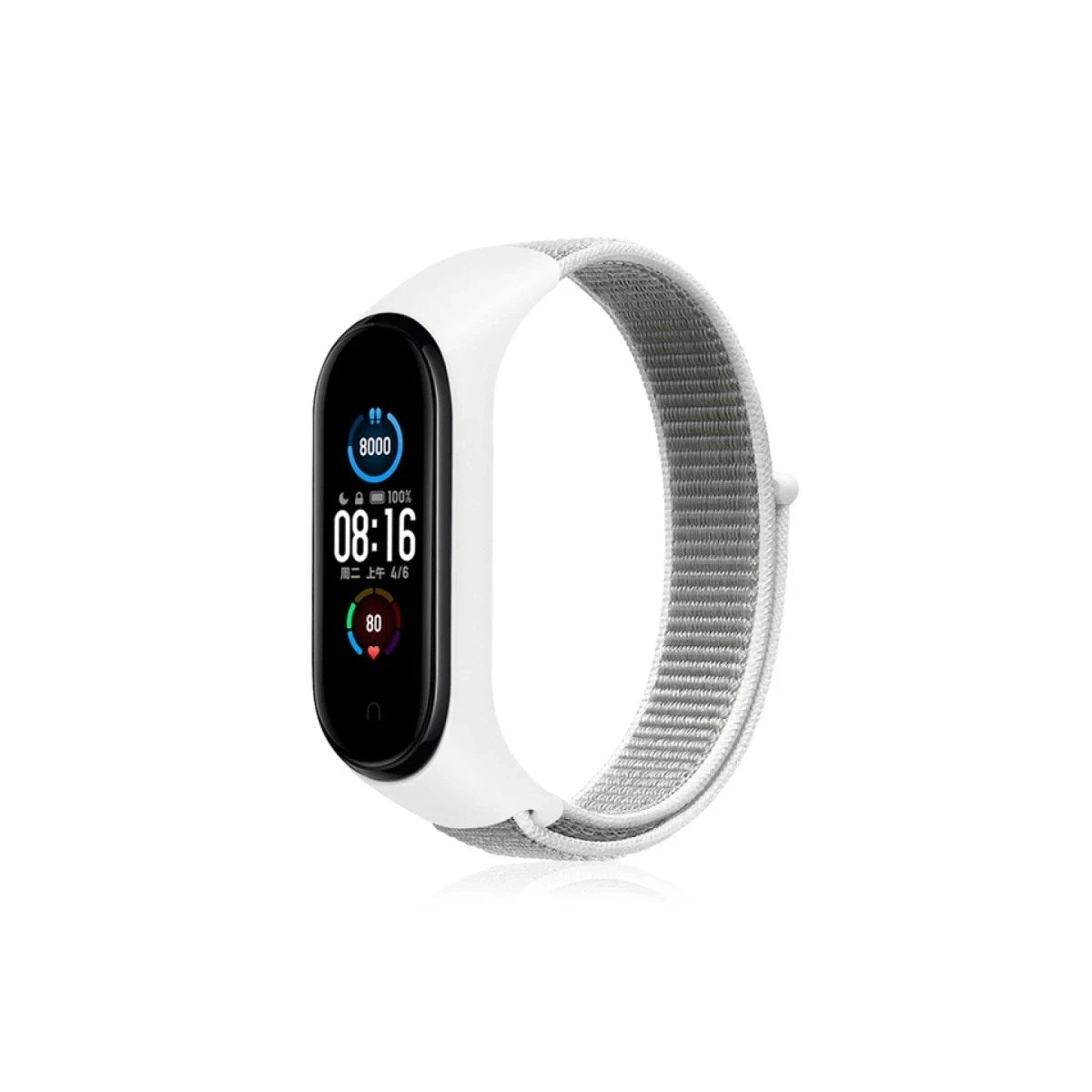 Mey İthalat® Mi Band 4 Hasırlı Cırtcırtlı Kordon - Beyaz