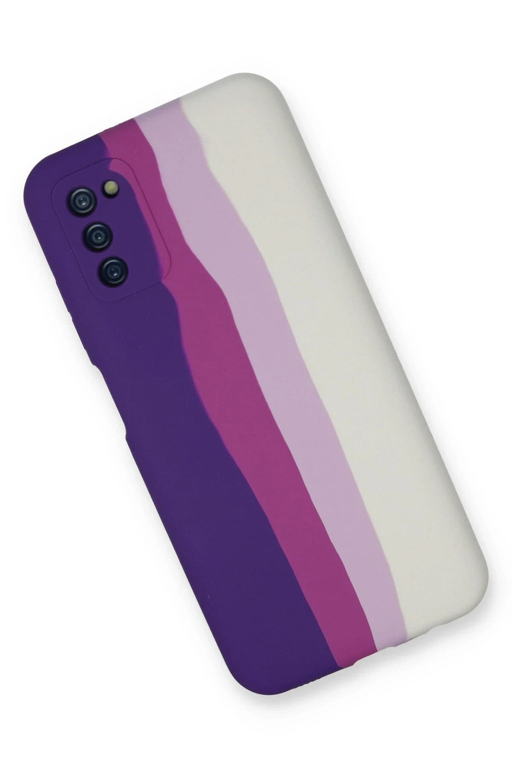 Mey İthalat® Samsung Galaxy A03S Kılıf Ebruli Lansman Silikon - Mor-Beyaz