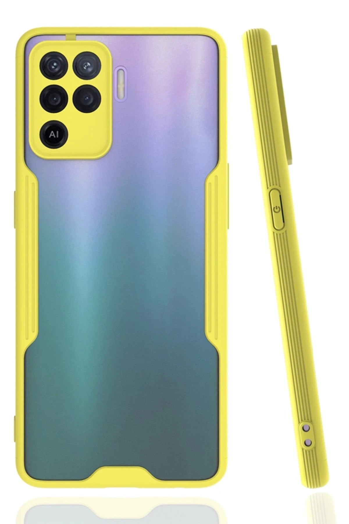 Mey İthalat® Reno 5 Lite Kılıf Platin Silikon - Sarı