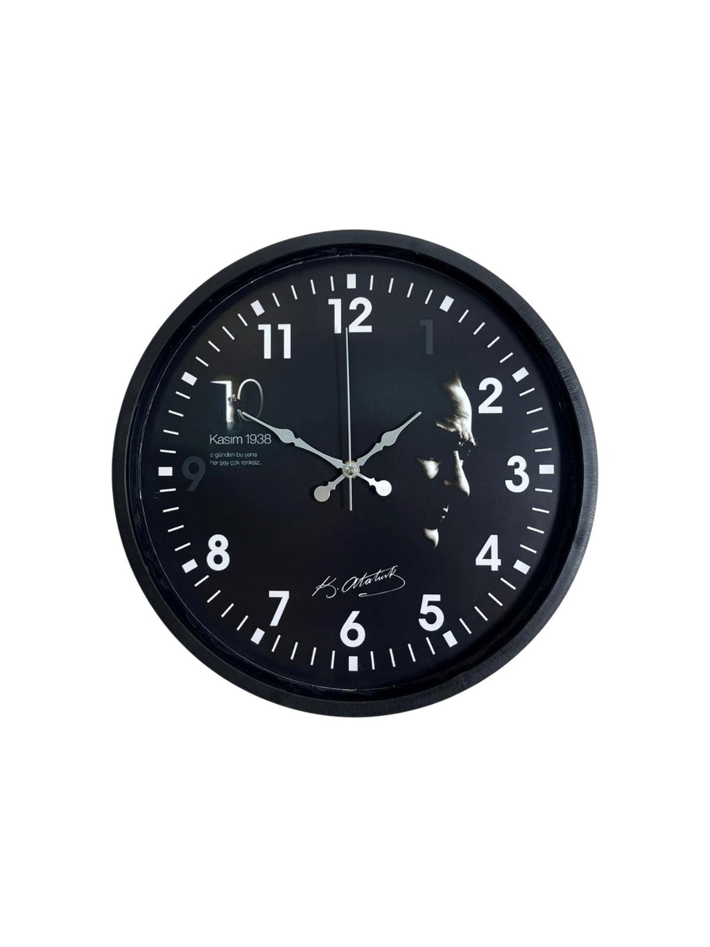 Atatürk Tasarımlı Siyah 36 Cm Premium Duvar Saati