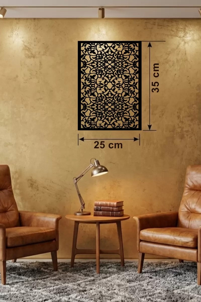 Mey İthalat® Floral Mandala Desenli Ahşap Duvar Tablosu - 25x35 cm Lazer Kesim Dekoratif Pano