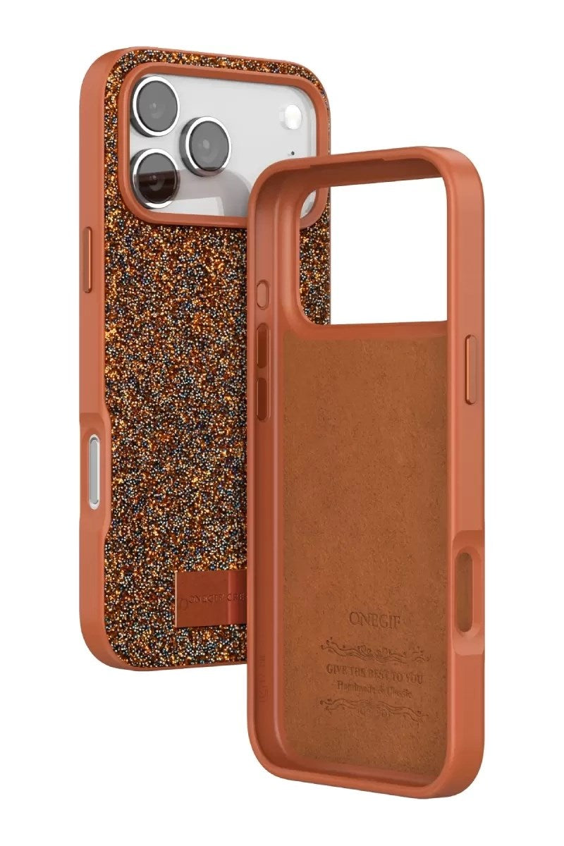 Mey İthalat® iPhone 17 Pro Max Bright Simli Kapak - Turuncu