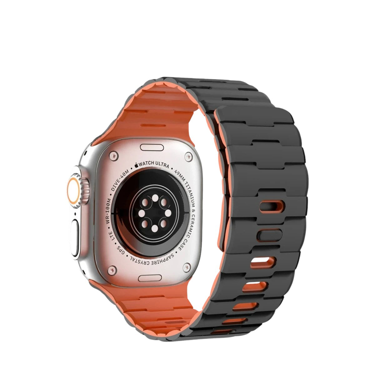 Mey İthalat® Watch Ultra 49mm Wowen Kordon - Siyah-Turuncu
