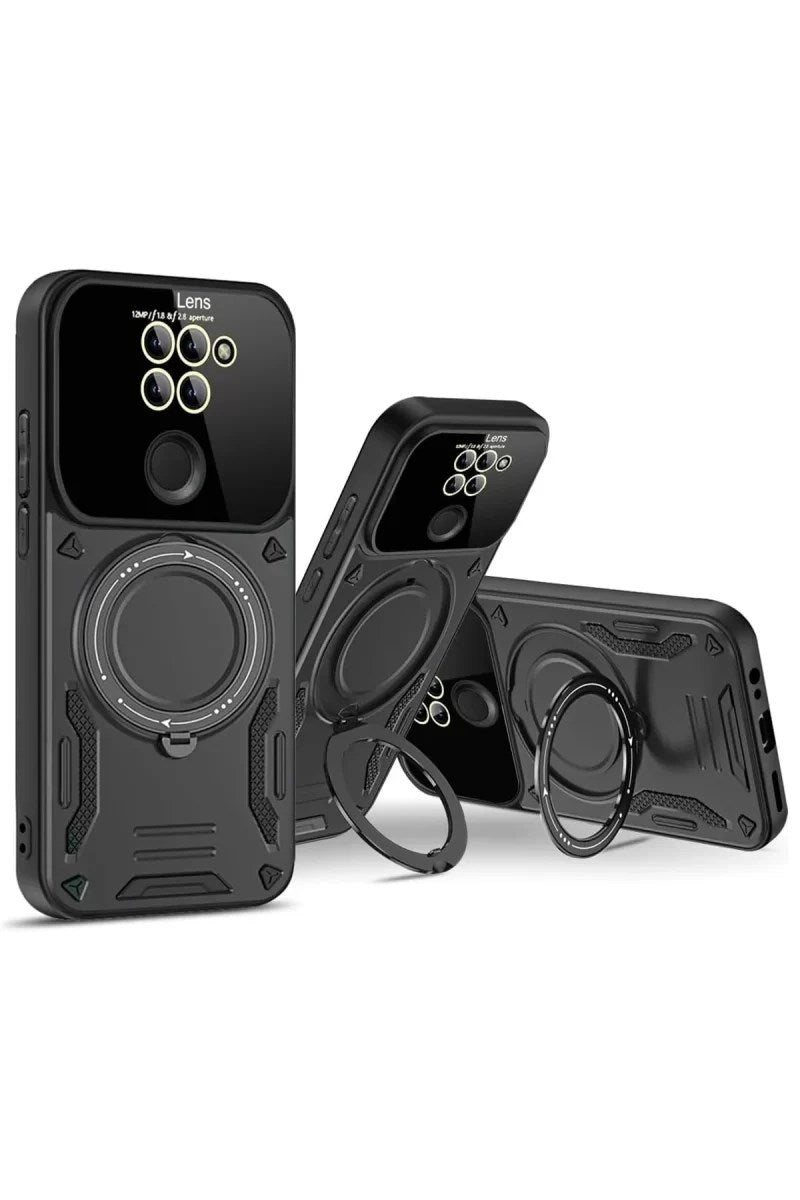 Mey İthalat® Redmi Note 9 Joy Lens Standlı Kapak - Siyah
