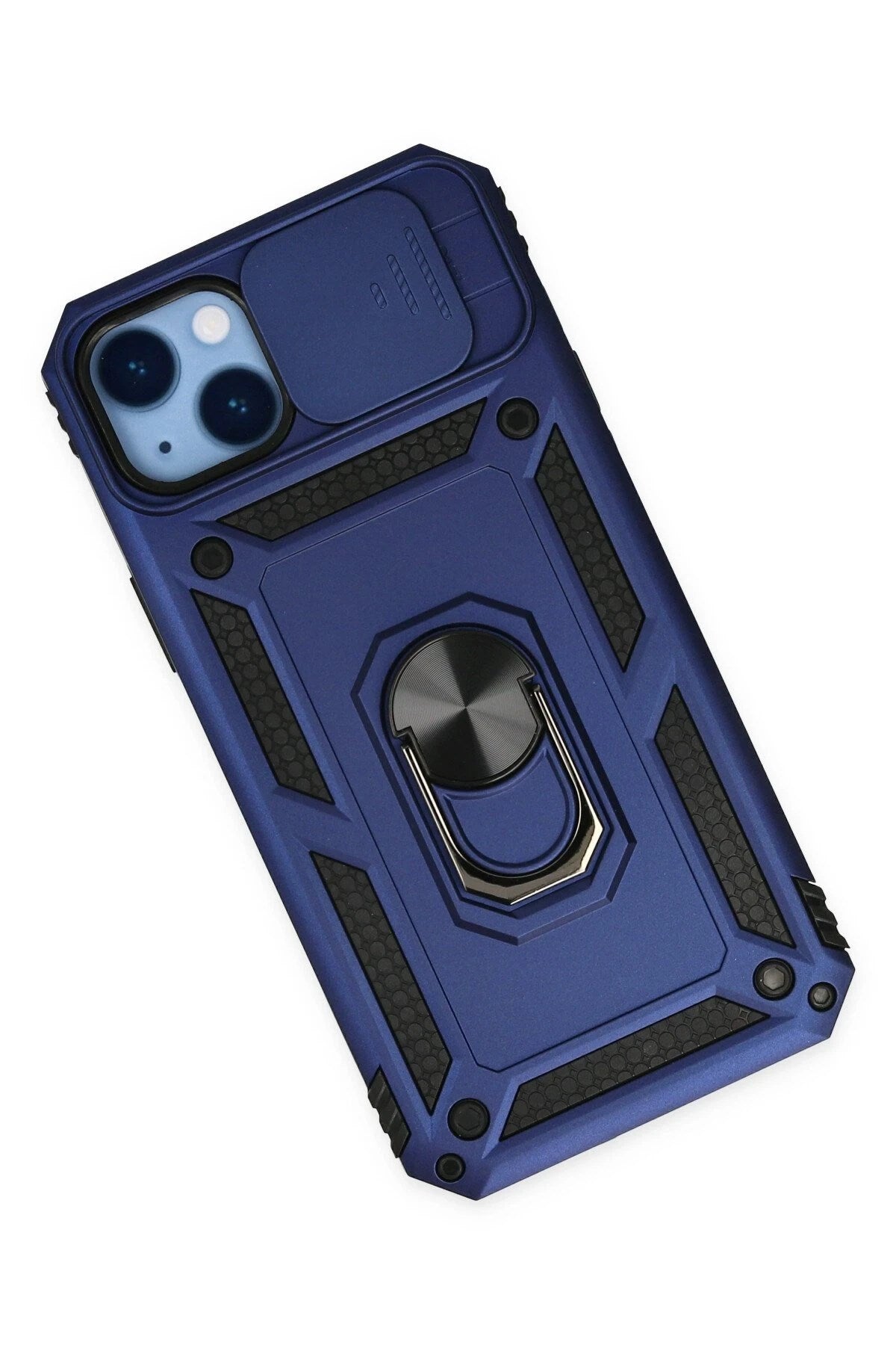 Mey İthalat® iPhone 14 Plus Kılıf Pars Lens Yüzüklü Silikon - Lacivert