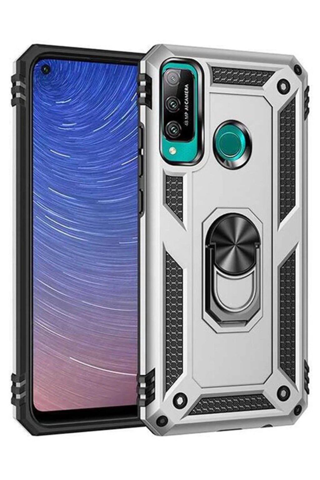 Mey İthalat® Huawei P40 Lite E Kılıf Sofya Yüzüklü Silikon Kapak - Gümüş