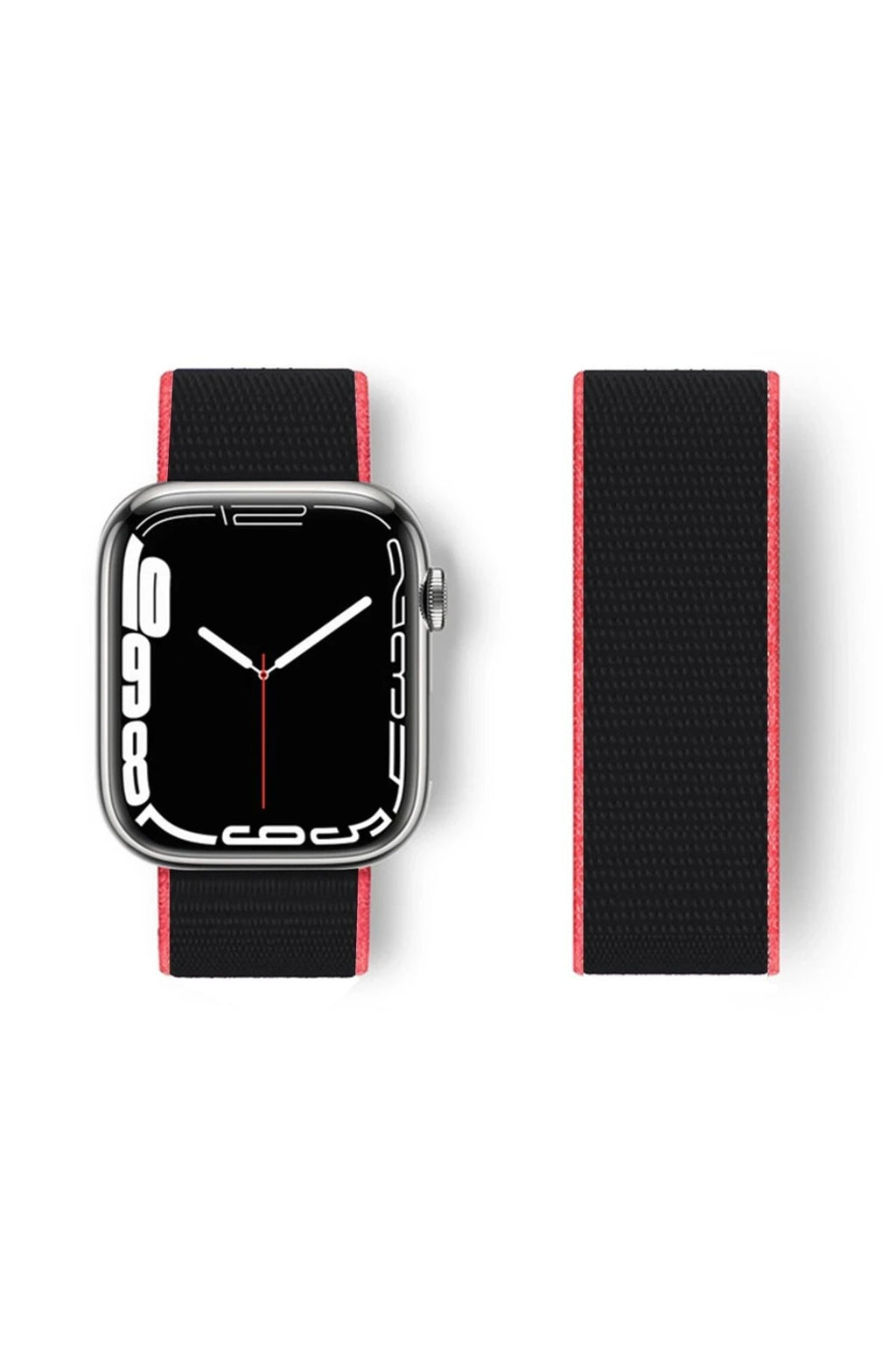 Mey İthalat® Watch 38mm Hasırlı Cırtcırtlı Kordon - Pembe-Siyah