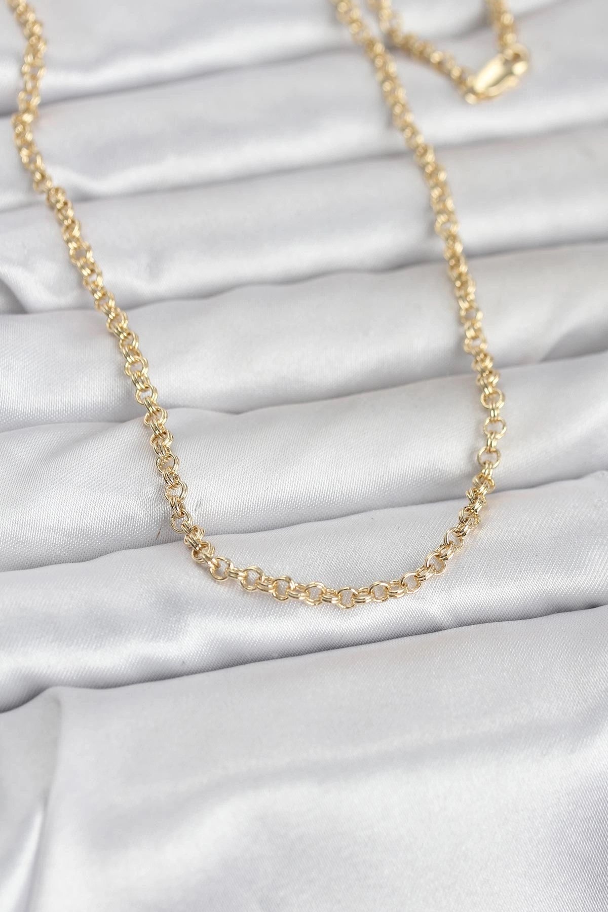 Mey İthalat® CM 14K Gold Renk Halka Zincir Model 60 cm Kadın Kolye