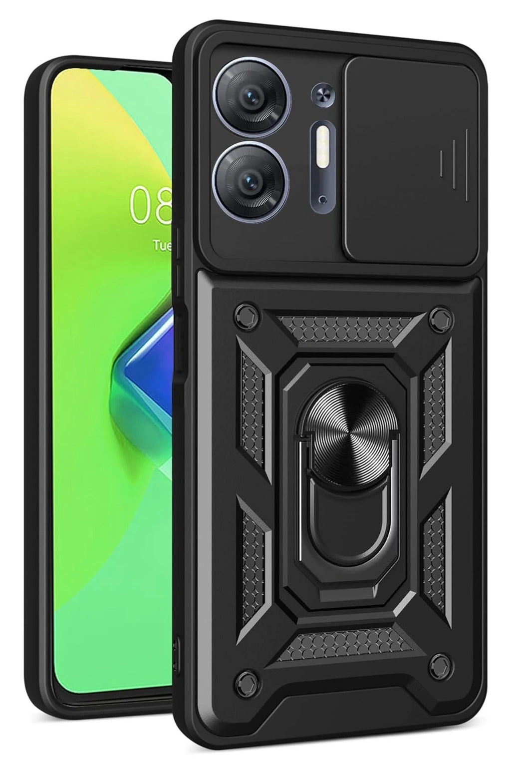 Mey İthalat® İnfinix Hot 30 5G Kılıf Pars Lens Yüzüklü Silikon - Siyah