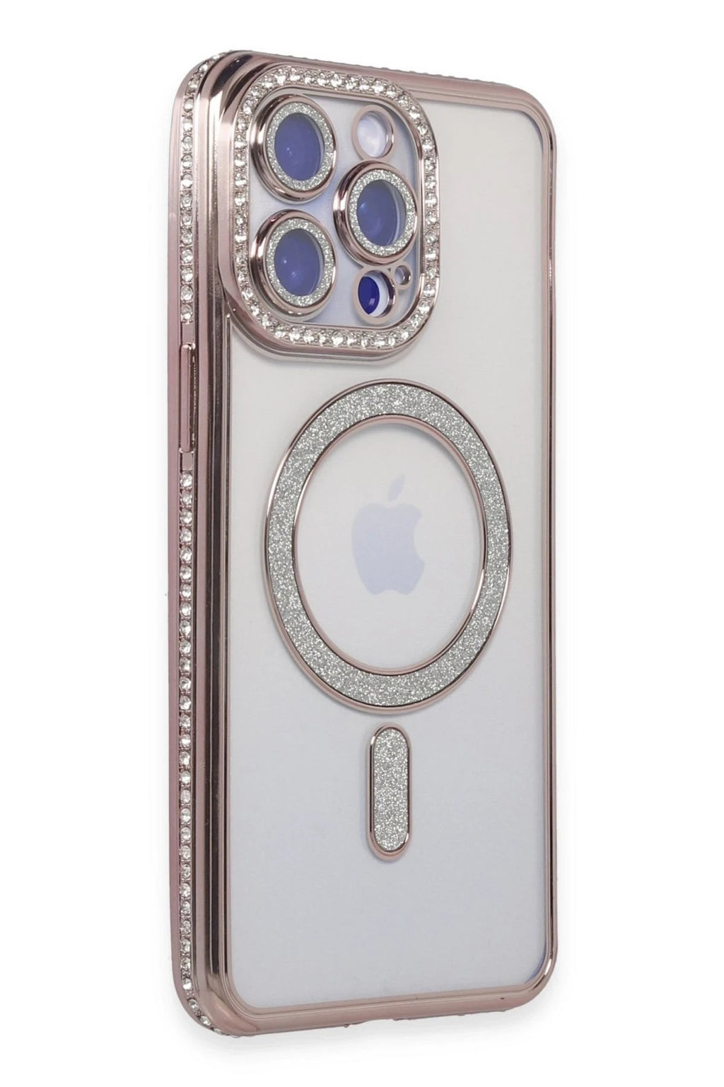 Mey İthalat® iPhone 14 Pro Kılıf Joke Simli Magneticsafe Kılıf - Pembe