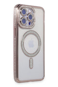 Mey İthalat® iPhone 14 Pro Kılıf Joke Simli Magneticsafe Kılıf - Pembe