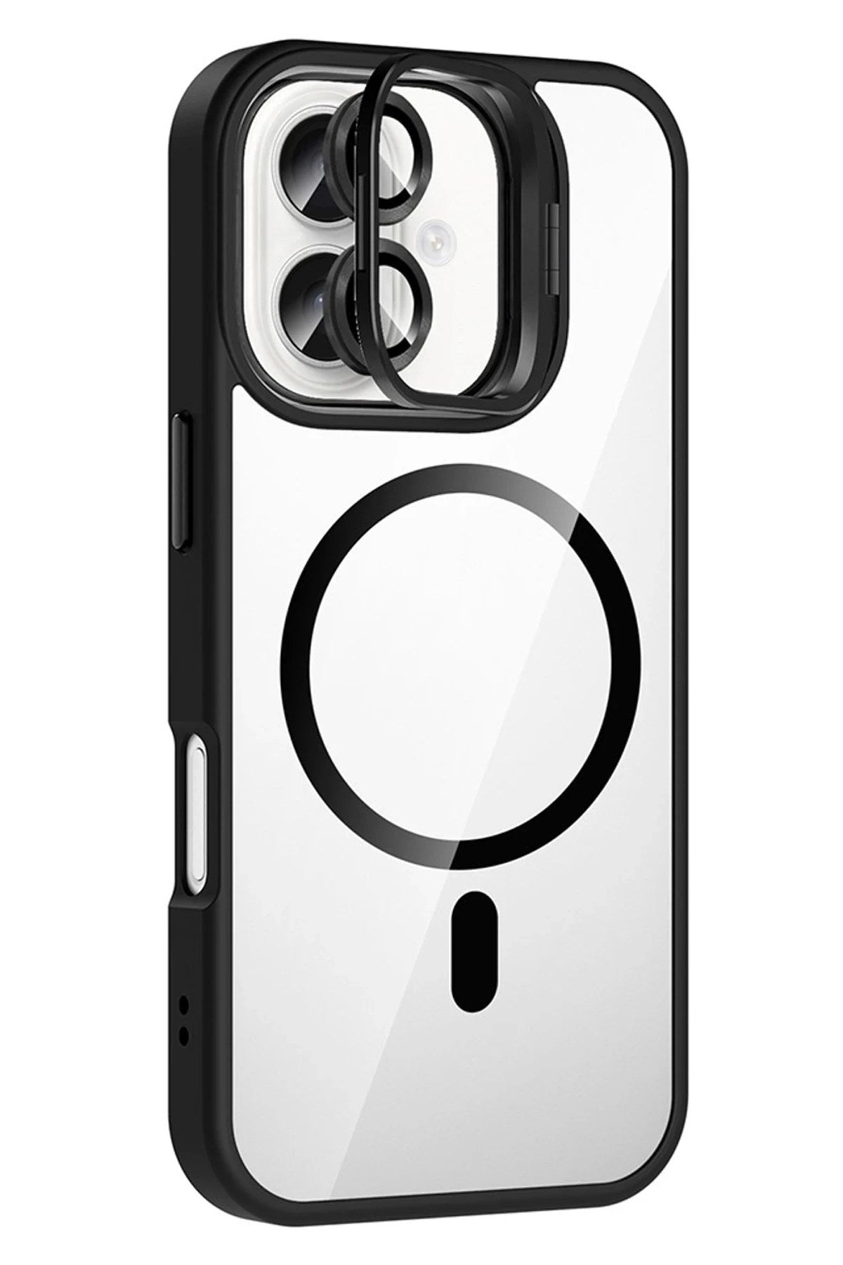 Mey İthalat® iPhone 16 Plus Remim Lensli Magsafe Standlı Kapak - Siyah