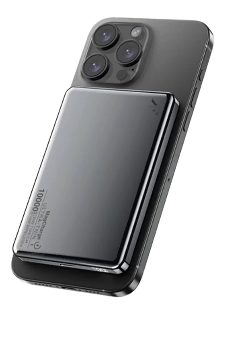 Mey İthalat® PW560 10.000 mAh Dijital Göstergeli 20W Type-C ve 15W Kablosuz Şarj PD Hızlı Şarj Magsafe Powerbank - Titanyum