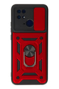 Mey İthalat® Redmi 10C Kılıf Pars Lens Yüzüklü Silikon - Kırmızı