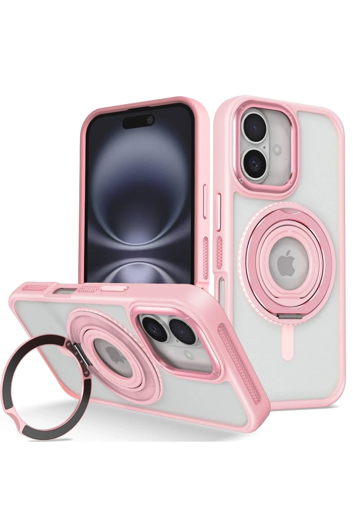 Mey İthalat® iPhone 16 Banza Magsafe Standlı Kapak - Pembe