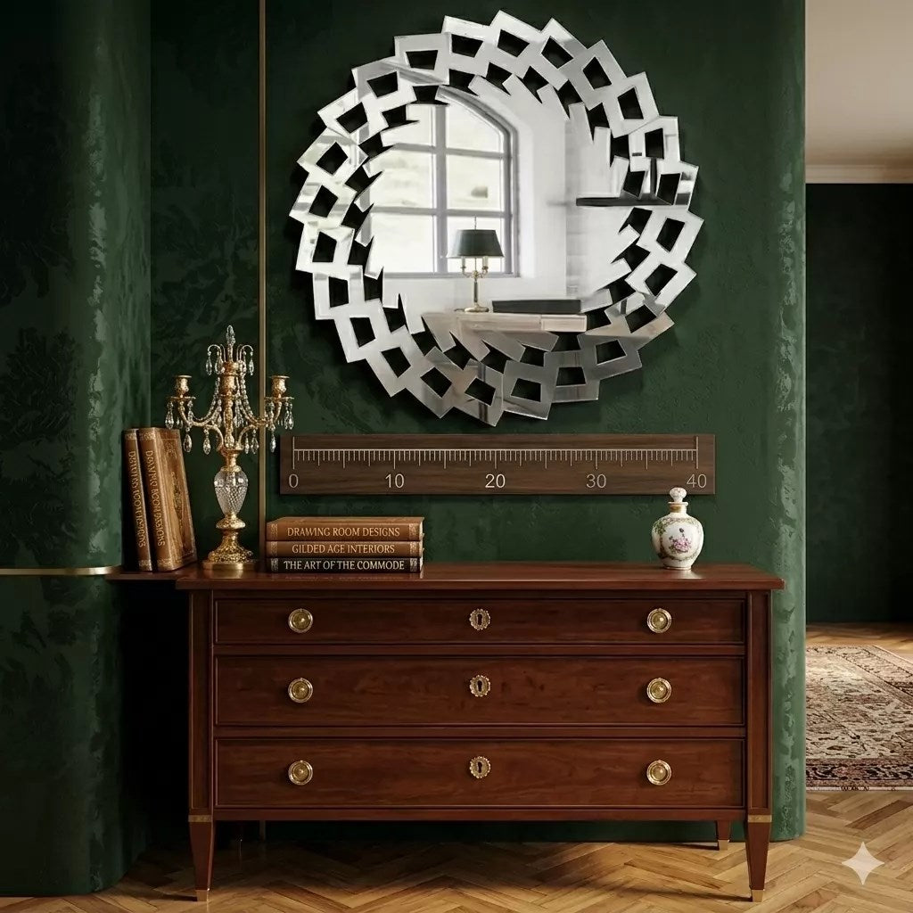 Mey İthalat® 40x40 cm Kırılmaz Pleksi Dekoratif Duvar Aynası - Modern Geometrik Tasarım 1. Sınıf Ayna
