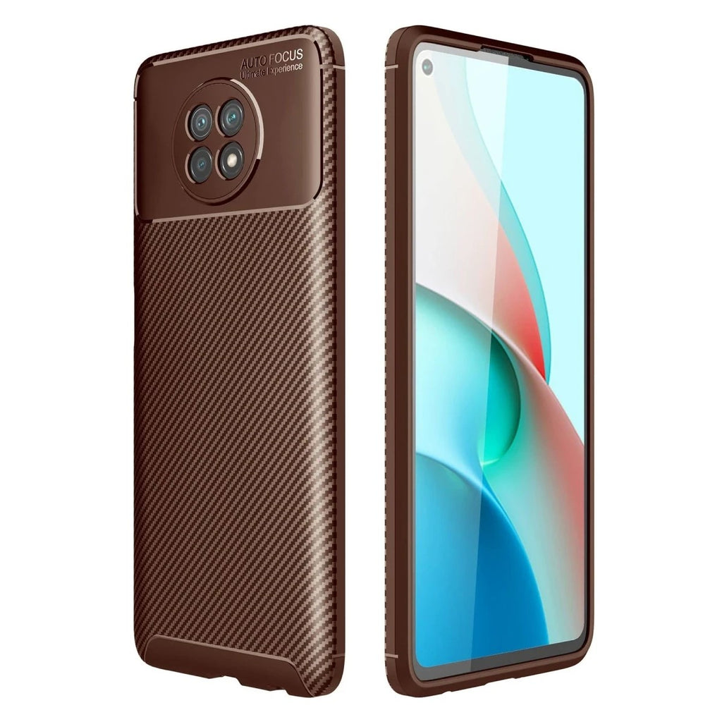 Mey İthalat® Redmi Note 9 5G Kılıf Auto Focus Karbon Kapak - Kahverengi