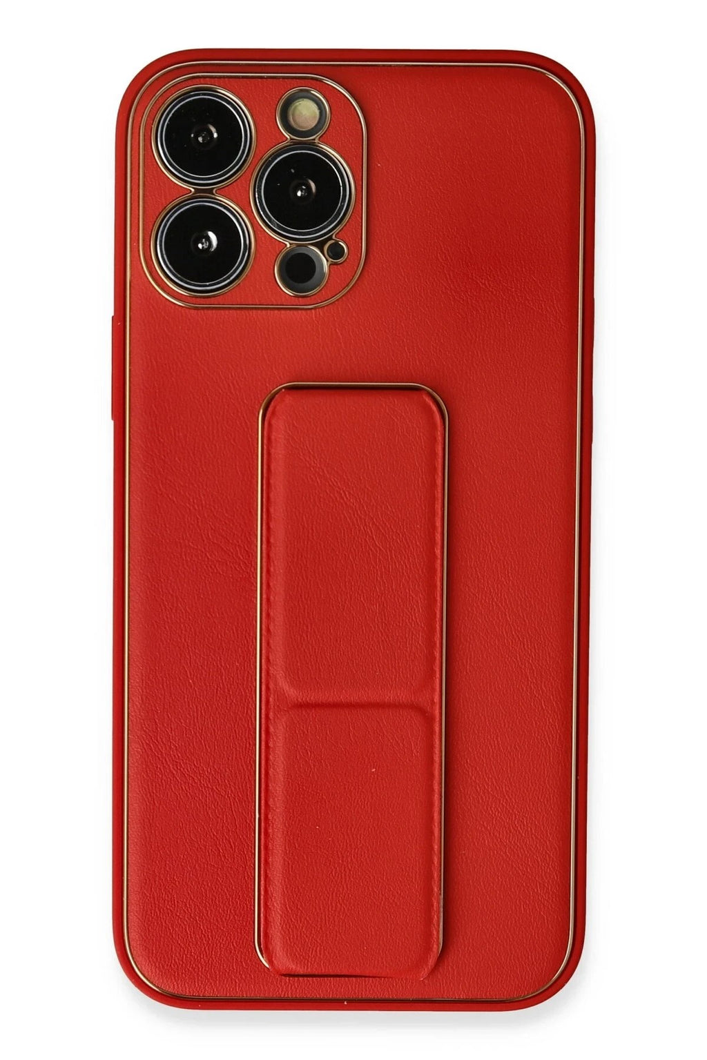 Mey İthalat® iPhone 13 Pro Max Kılıf Coco Deri Standlı Kapak - Kırmızı