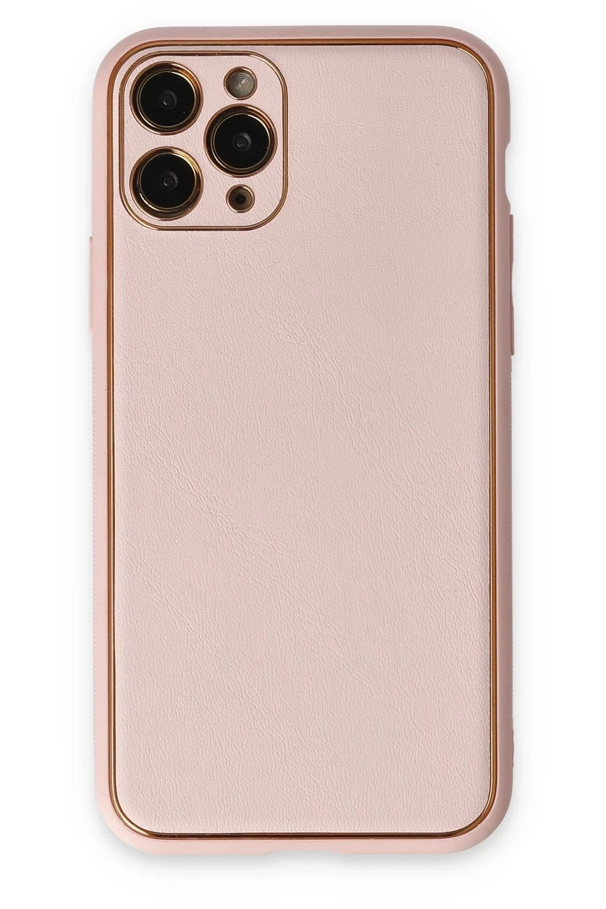 Mey İthalat® iPhone 11 Pro Max Kılıf Coco Deri Silikon Kapak - Pudra
