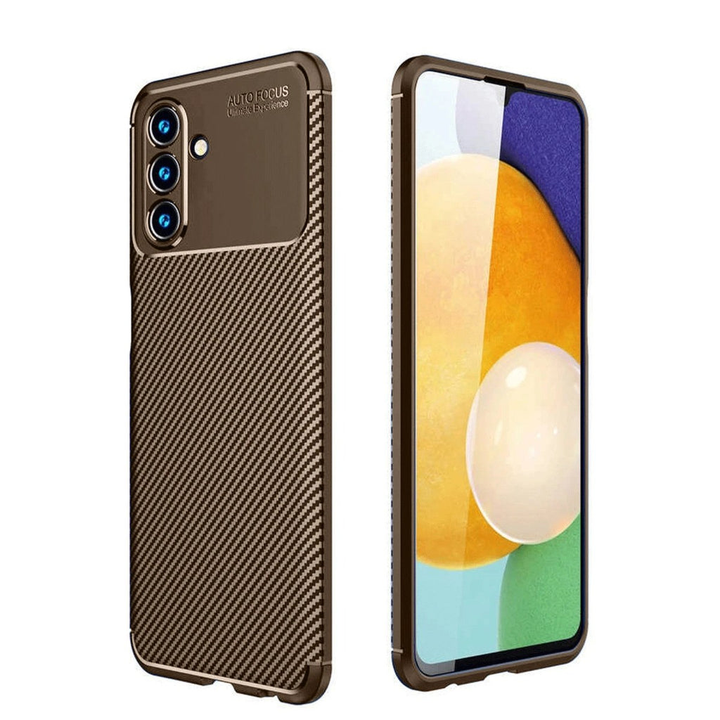 Mey İthalat® Samsung Galaxy A36 Kılıf Auto Focus Karbon Kapak - Kahverengi