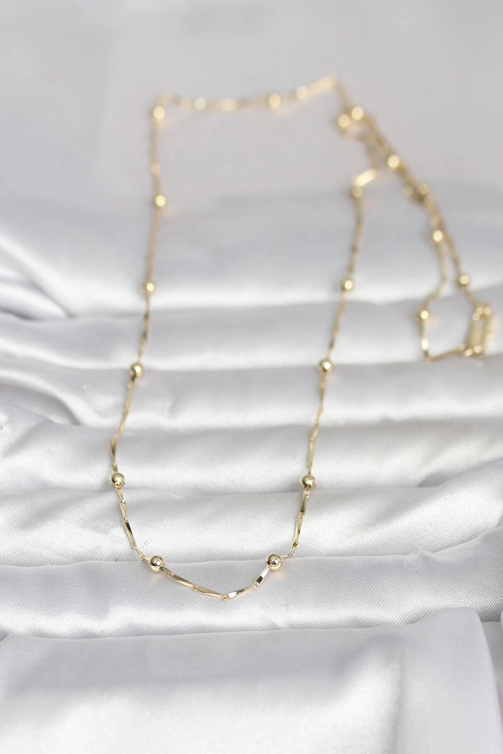 Mey İthalat® CM 14K Gold Renk Kesme Çubuk Zincir Topçuklu Model 60 cm Kadın Kolye