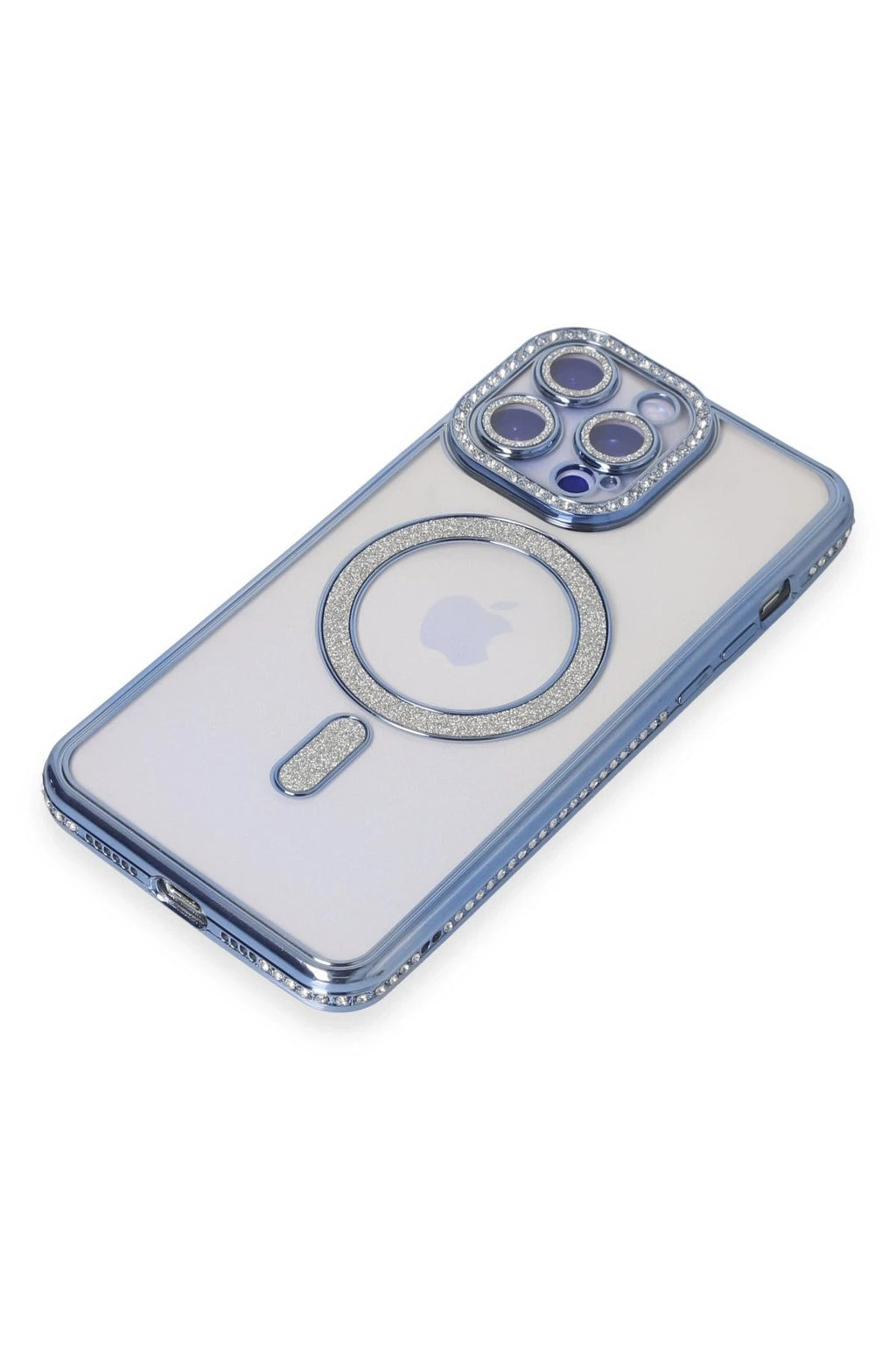 Mey İthalat® iPhone 14 Pro Kılıf Joke Simli Magneticsafe Kılıf - Mavi