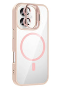 Mey İthalat® iPhone 17 Remim Lensli Magsafe Standlı Kapak - Pembe