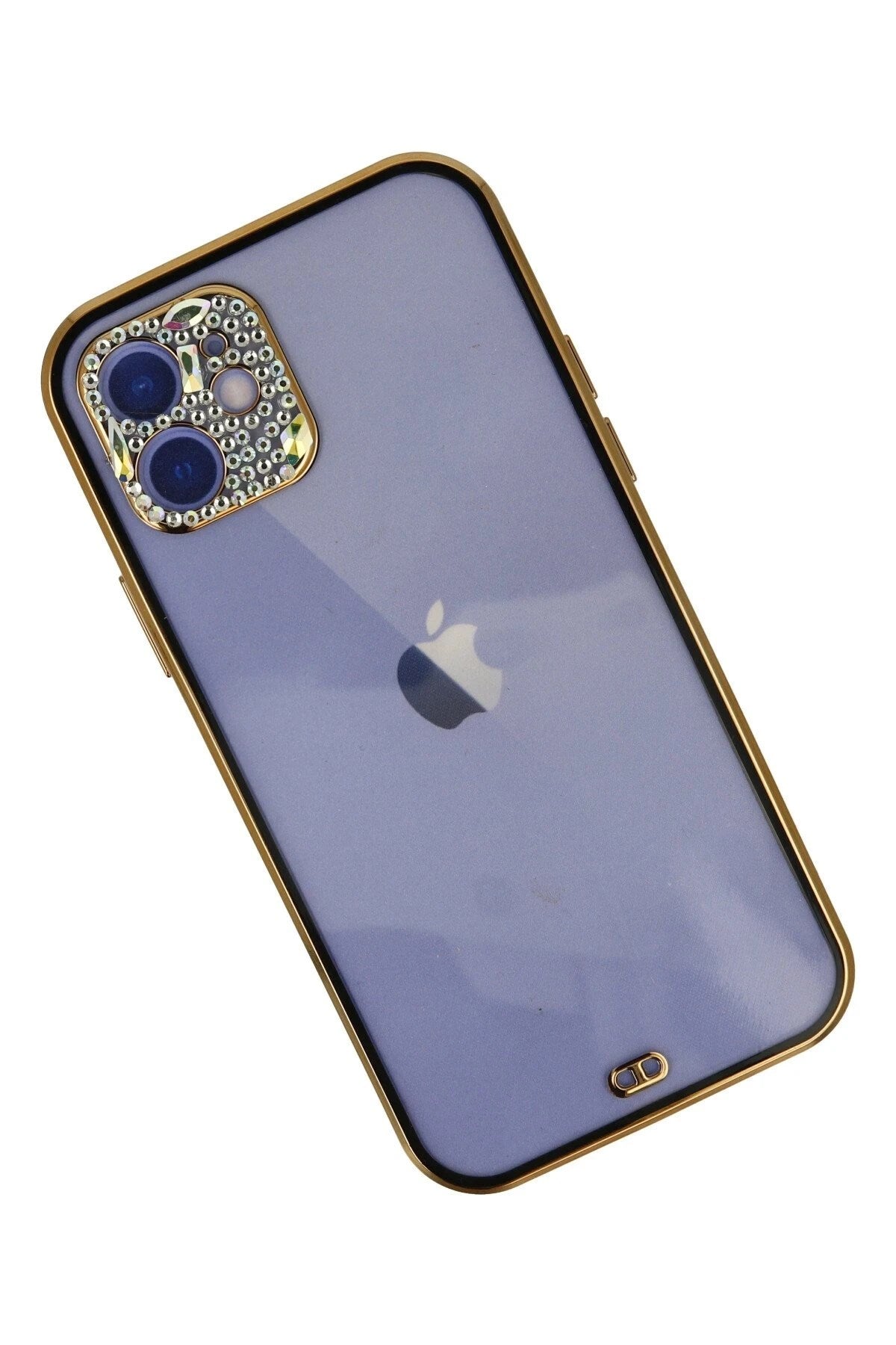 Mey İthalat® iPhone 12 Kılıf Liva Taşlı Silikon - Siyah