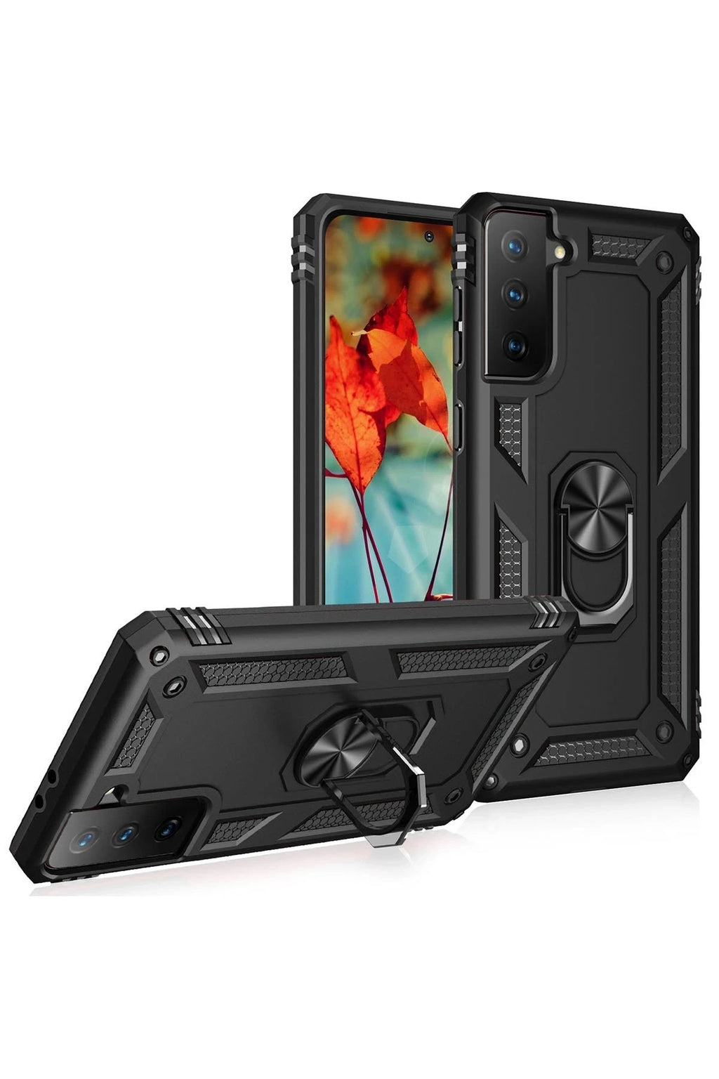 Mey İthalat® Samsung Galaxy S21 Kılıf Sofya Yüzüklü Silikon Kapak - Siyah
