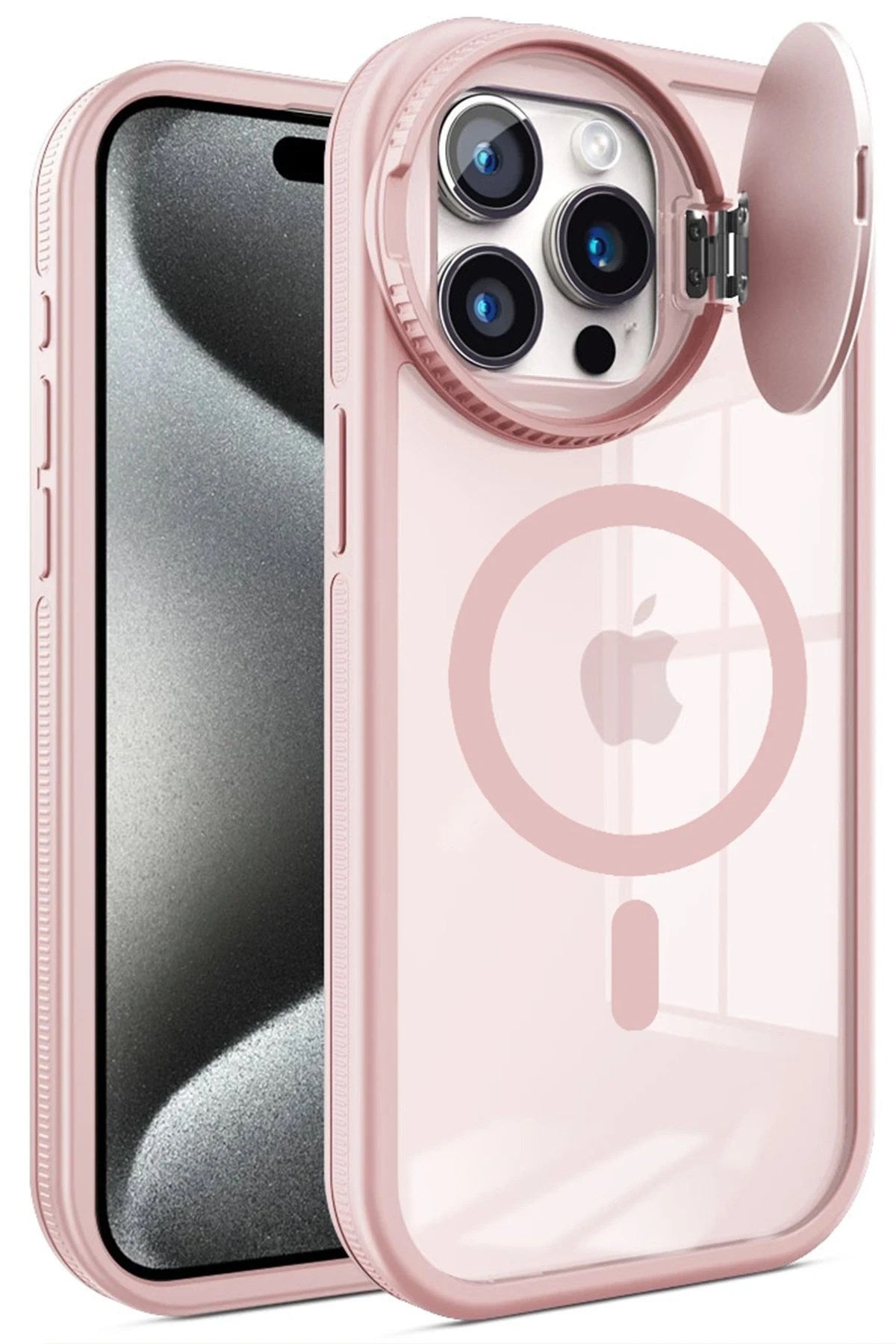 Mey İthalat® iPhone 14 Pro Max Kılıf Teleskop Lens Magsafe Silikon Kapak - Pembe