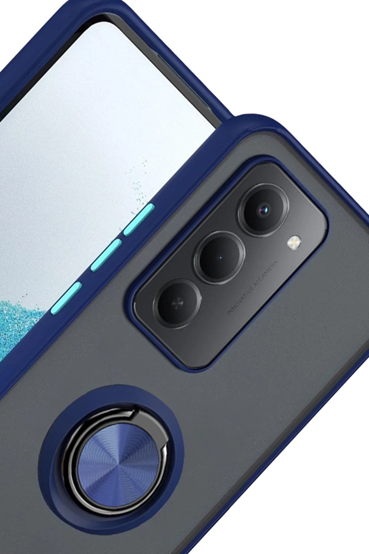 Mey İthalat® Redmi 15 4G Montreal Yüzüklü Silikon Kapak - Lacivert