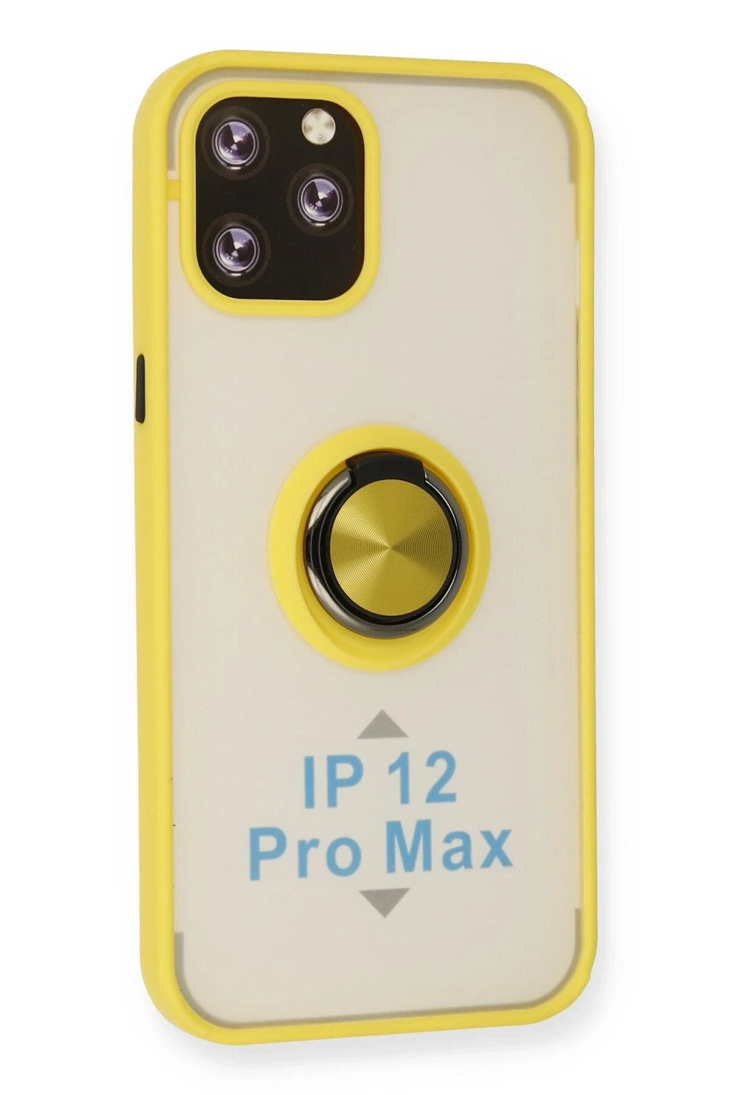 Mey İthalat® iPhone 12 Pro Max Kılıf Montreal Yüzüklü Silikon Kapak - Sarı