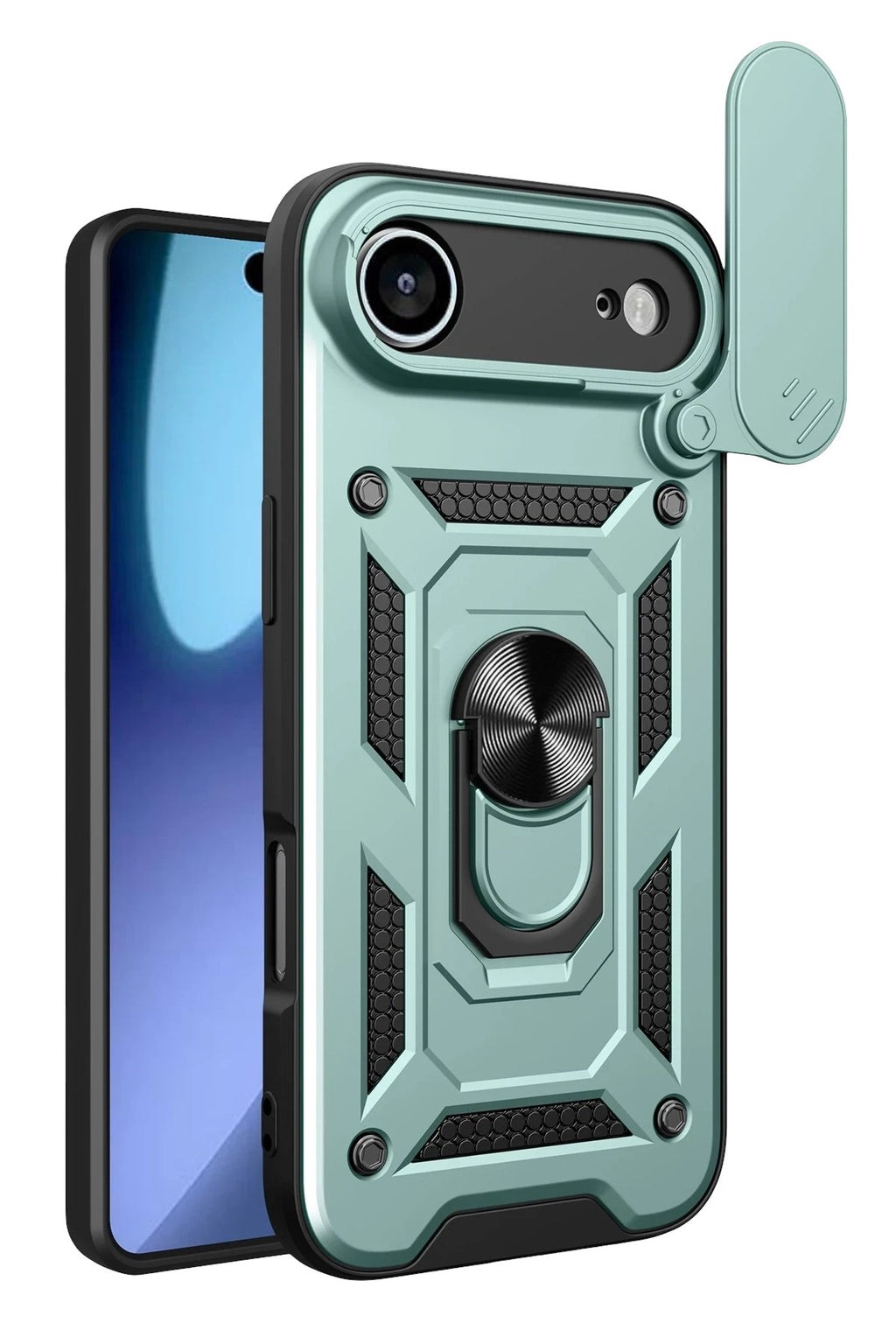 Mey İthalat® iPhone 17 Air Pars Lens Yüzüklü Silikon - Yeşil