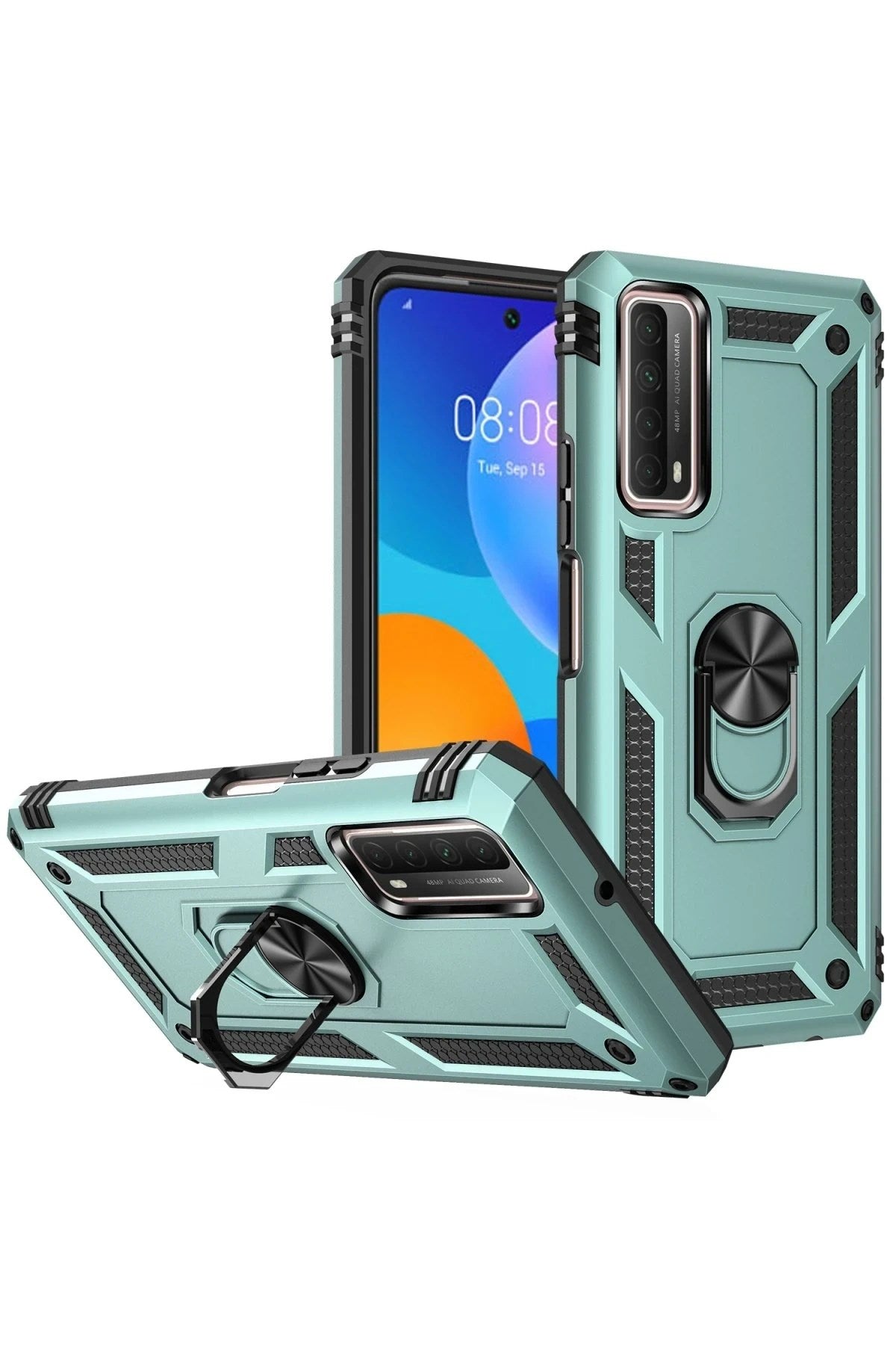 Mey İthalat® Huawei P Smart 2021 Kılıf Sofya Yüzüklü Silikon Kapak - Yeşil