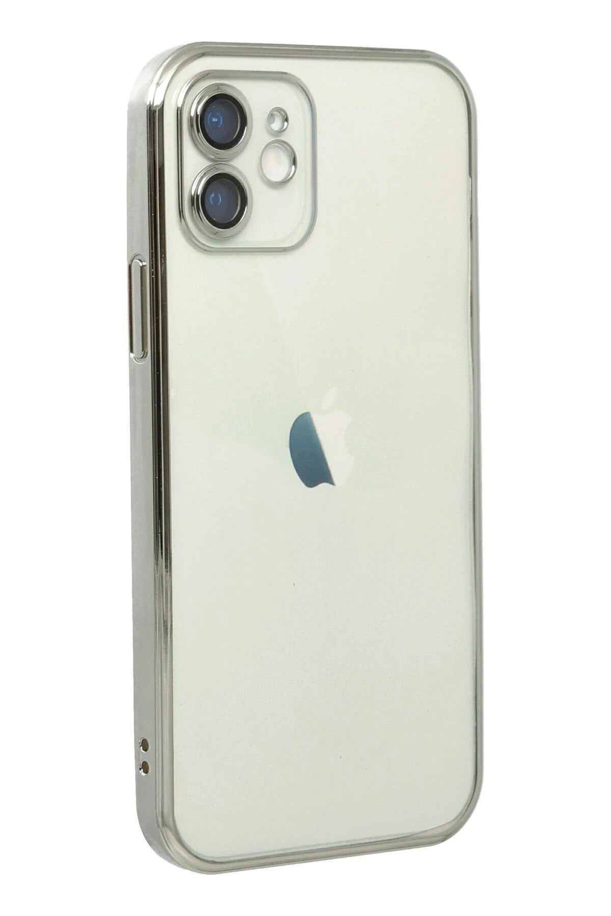 Mey İthalat® iPhone 12 Kılıf Lensli Silikon - Gümüş