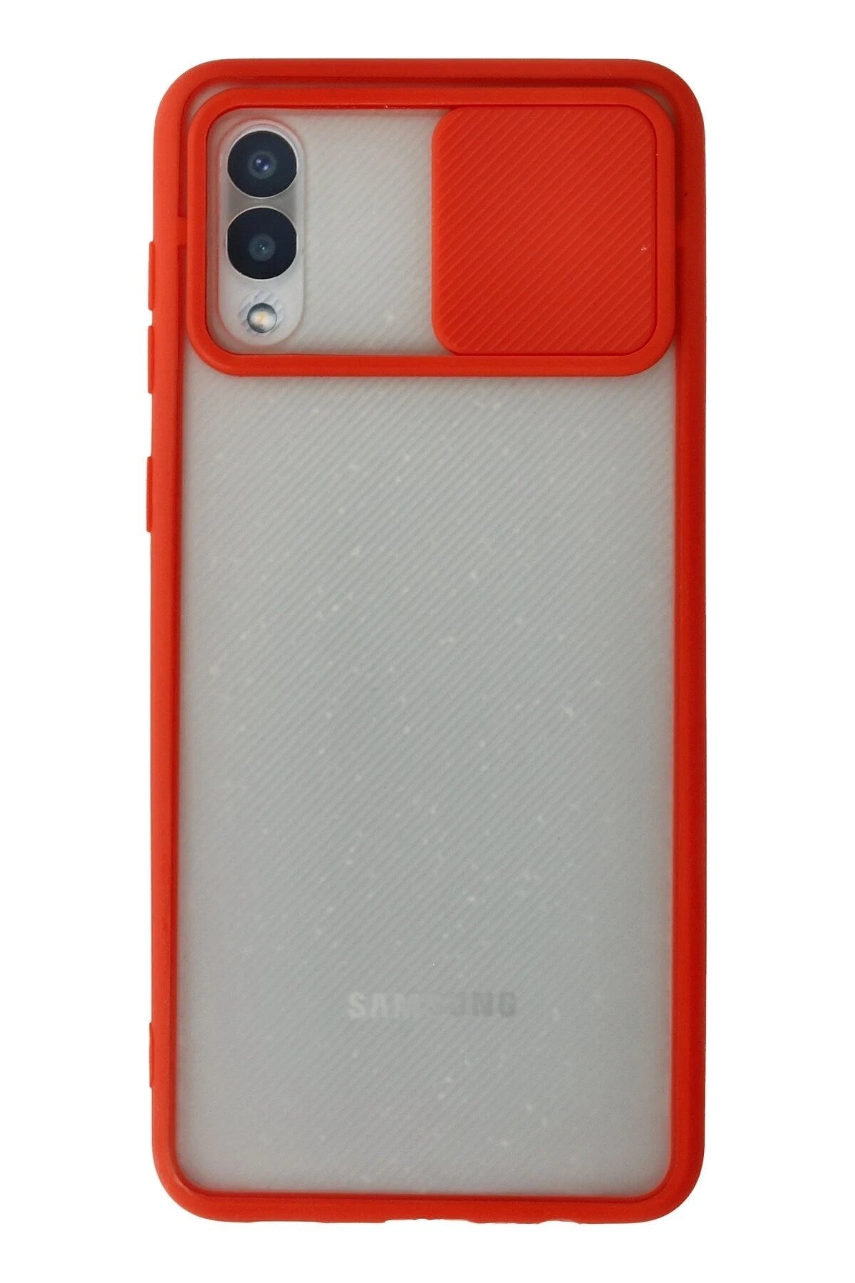 Mey İthalat® Samsung Galaxy A02 Kılıf Palm Buzlu Kamera Sürgülü Silikon - Kırmızı