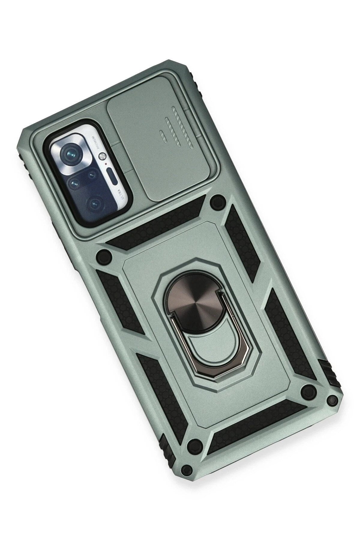Mey İthalat® Redmi Note 10 Pro Kılıf Pars Lens Yüzüklü Silikon - Yeşil