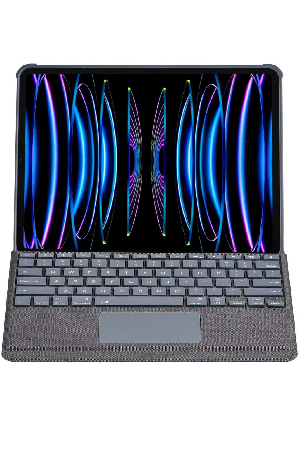 Mey İthalat® T5509D iPad Pro 12.9 (2022) Kılıf Palermo Ledli Klavyeli Standlı Tablet Kılıfı - Siyah
