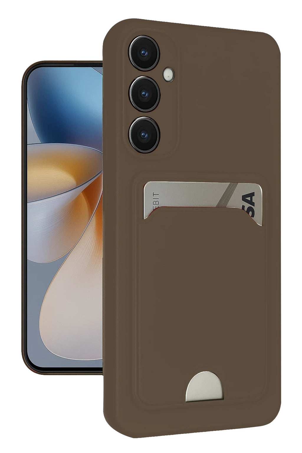 Mey İthalat® Samsung Galaxy S24 FE Kılıf Kelvin Kartvizitli Silikon - Kahverengi