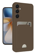 Mey İthalat® Samsung Galaxy S24 FE Kılıf Kelvin Kartvizitli Silikon - Kahverengi